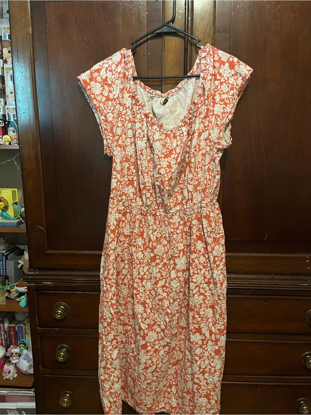 Universal Thread Coral and White Floral Midi Dress